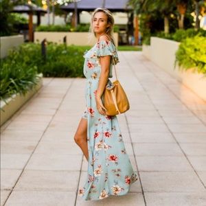 Entro floral off the shoulder maxi romper
